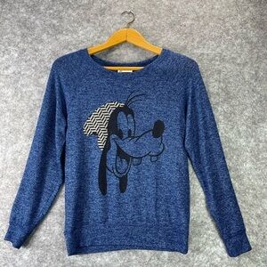 Disney Parks Women’s Goofy Shirt Sweater Size Small Blue Long Sleeve Knit